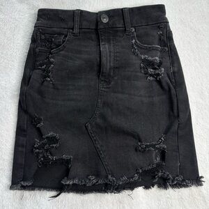 American Eagle Outfitters Black Distressed Mini Skirt